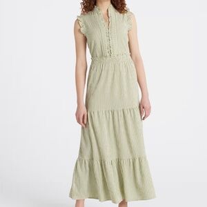 MAGGY LONDON BROOKE RUFFLE NECK MAXI DRESS OLIVE SIZE 6